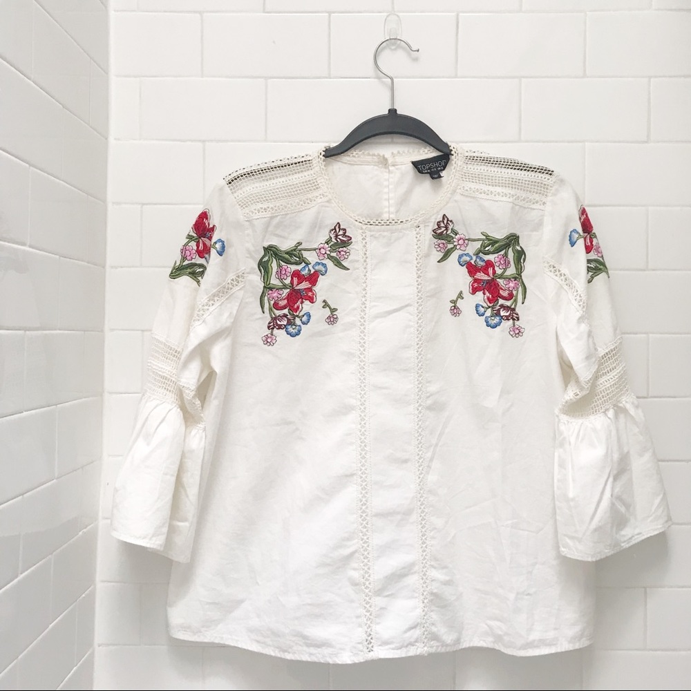 Topshop Embroidered Blouse, Size 8